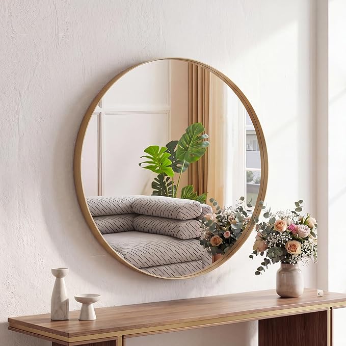 NEWBULIG 24-Inch Round Wall Mirror, Bathroom Wall Circle Mirror by NEWBULIG