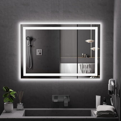 Koonmi 38"x26" LED Mirror for Bathroom, 90CRI Anti-Fog Vanity Mirror by KOONMI