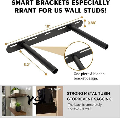 BGMG Wood Floating Shelves for Wall 18 inch Set of 2, Rustic Wooden Wall Mount - Image 3