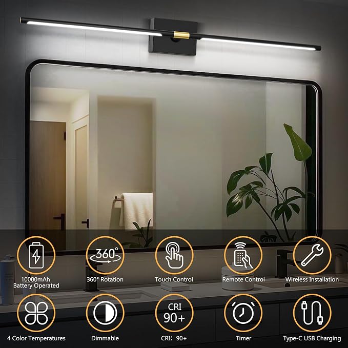 Rechargeable Wall Sconce Set of 2: 10000mAh Battery Operated Wall Sconce - Image 4