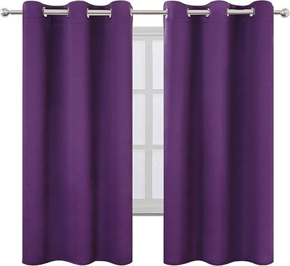 LEMOMO Purple Blackout Curtains/42 x 63 Inch/Set of Two Panels Grommet Bedroom - Image 2