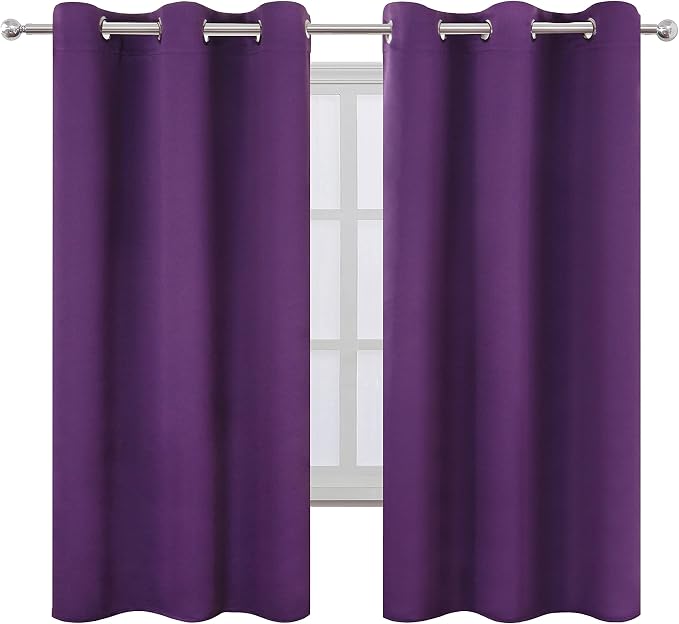 LEMOMO Purple Thermal Blackout Curtains/38 x 63 Inch/Set of 2 Panels Room - Image 2