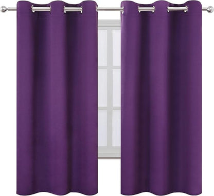 LEMOMO Purple Blackout Curtains 40 x 63 Inch Length/Set of 2 Curtain - Image 2