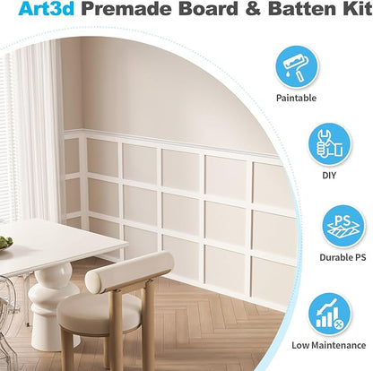 Art3d Precut Board and Batten Wainscoting Panel Kit Covers 10Ft. - Image 4