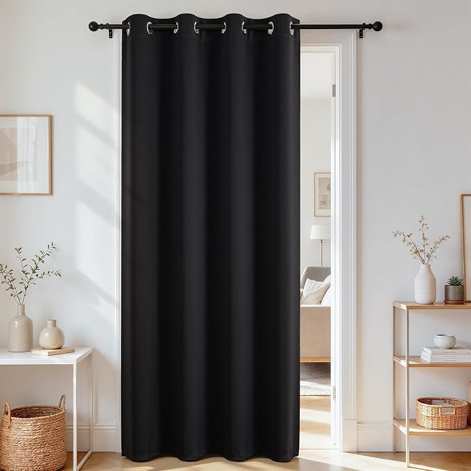 Joydeco Blackout Door Curtain for Doorway Privacy 80 Inches Long, Grommet by JOYDECO