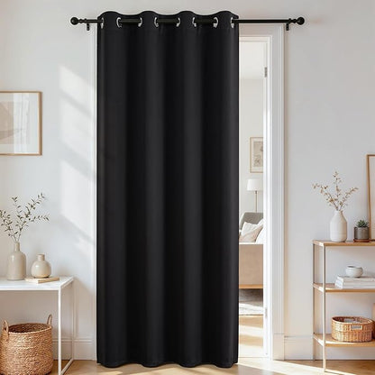 Joydeco Blackout Door Curtain for Doorway Privacy 96 Inches Long, Grommet by JOYDECO
