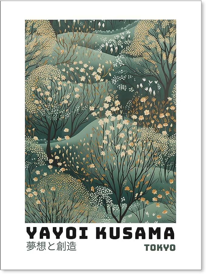 Yayoi Kusama Inspired Poster Japanese Botanical Wall Art Abstract Yayoi Kusama by Unknown