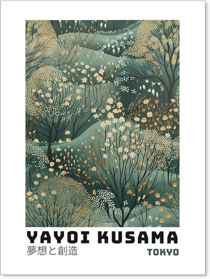 Yayoi Kusama Inspired Poster Japanese Botanical Wall Art Abstract Yayoi Kusama by Unknown