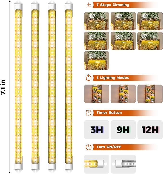 Bamworld Corner Plant Stand with Grow Lights Tall Plant Shelf Indoor Outdoor for Multiple Plants Wood Plant Table 7 Pots Flower Stands for Living Room Plant Rack