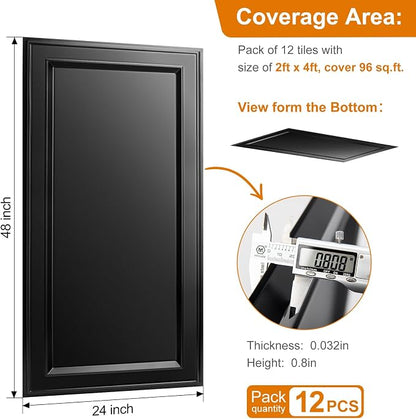WOWSTAR 12-Pack 2x4ft Drop Ceiling Tiles, Waterproof Glue up Ceiling Panels - Image 5