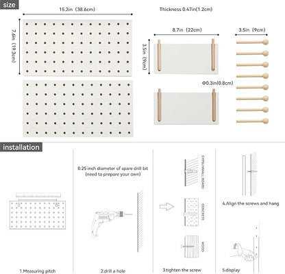 Wooden Pegboard Accessories Set: Modular Wall Hooks & Shelf - Image 5