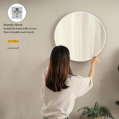 Sunniry White Circle Mirror, Round Mirror 20 inch, Circle Mirrors - Image 5