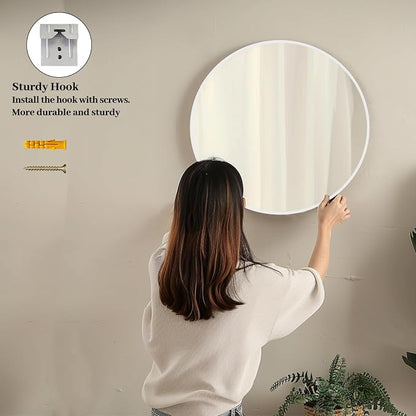 Sunniry White Round Mirror, Matte Metal Frame Round Mirrors, Circle Mirrors - Image 5