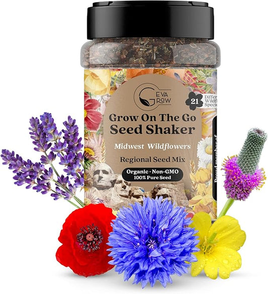 Regional Wildflower Seed Mix by GevaGrow (Midwest Wildflowers, Mini Shaker)