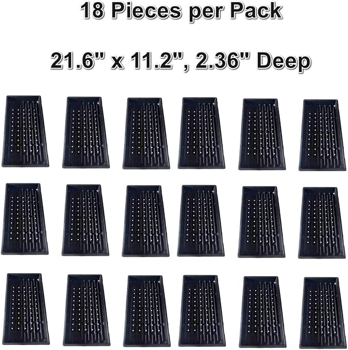 18Pcs 1020 Nursery Trays 10×20 Seedling Tray with Water Drainage Holes for Seeds Germination and Nursery 2.55" Deep (with Holes)