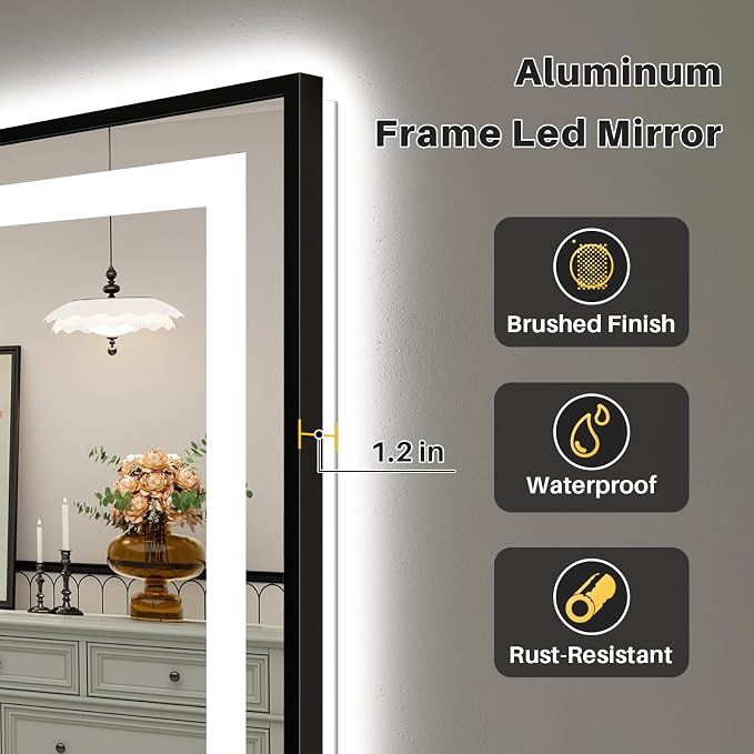 48x30 Inch LED Bathroom Mirror - Image 6