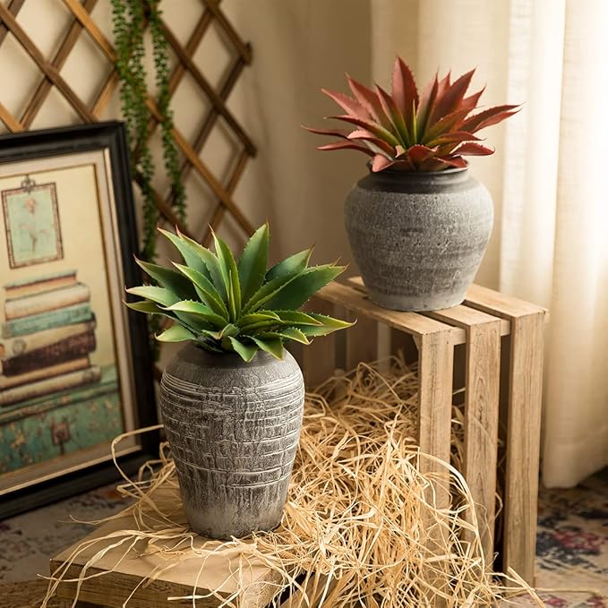 Veryhome Succulents Plants Artificial Aloe Plant, 12.5Inch Large Faux Succulents Unpotted, Premium Crafting DIY Greenery Decor for Indoor & Outdoor(4Pcs-Red)