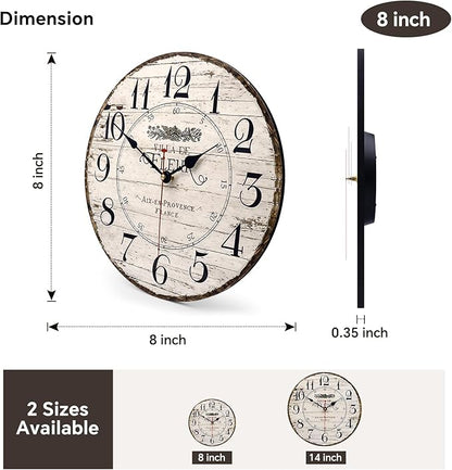 8 Inch Wall Clock Easy to Read Arabic Numerals Wooden Round Wall Clock Silent - Image 3