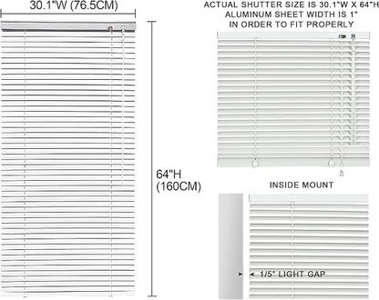 YIIBAII Mini Blinds Suitable for 30.5" W x 64" H Windows 1" Aluminum Horizontal - Image 6