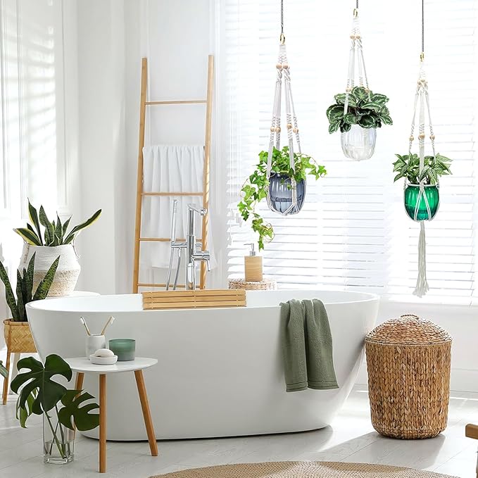 Small Hanging Planters Self Watering 5 Inch, 3 Set Hanging Plant Pot for Indoor Outdoor Plants, Hanging Flower Pots with Drainage Hole & 2 Kinds of Plant Hangers for Garden Home Decor