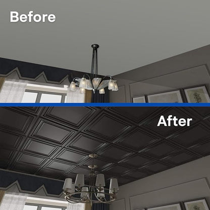 Art3d 12-Pack PVC Drop Ceiling Tiles, 2ft x 2ft, Matte Black - Image 6