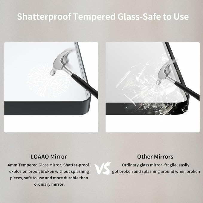 LOAAO 60X30 Inch Black Metal Framed Bathroom Mirror - Image 7