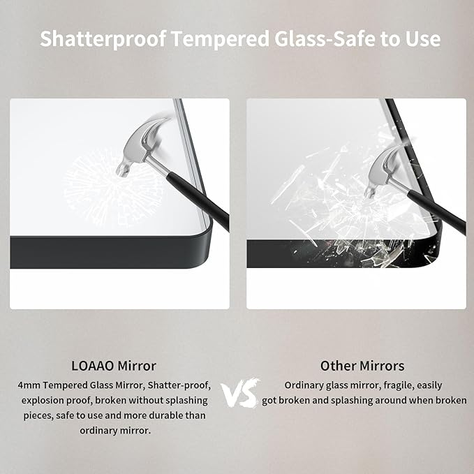 LOAAO 60X30 Inch Black Metal Framed Bathroom Mirror - Image 7