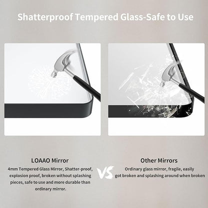 LOAAO 32x36 Inch Black Metal Framed Bathroom Mirror - Image 7