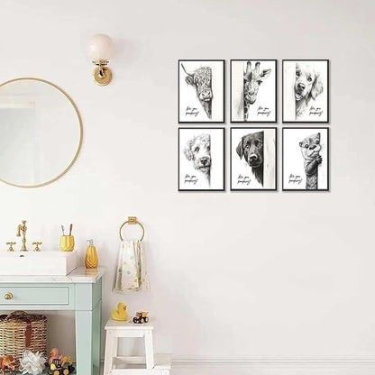 Funny Bathroom Wall Art Black and White Bathroom Posters Decor Rustic Donkey - Image 4
