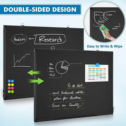 Magnetic Chalk Board, 24“x18” Black Chalkboard Double-Sided Dry Erase Board - Image 3