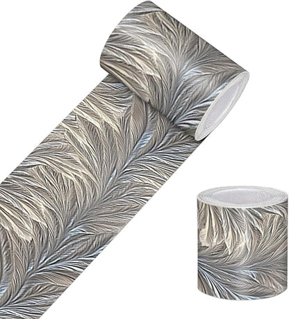 HOMETITUTE Wallpaper Border Peel and Stick Wall Border Silver Feather Texture by HOMETITUTE