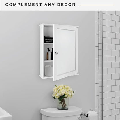 MCS 23x18 White Medicine Cabinet Organizer, Wall Mounted Bathroom Cabinet - Image 3