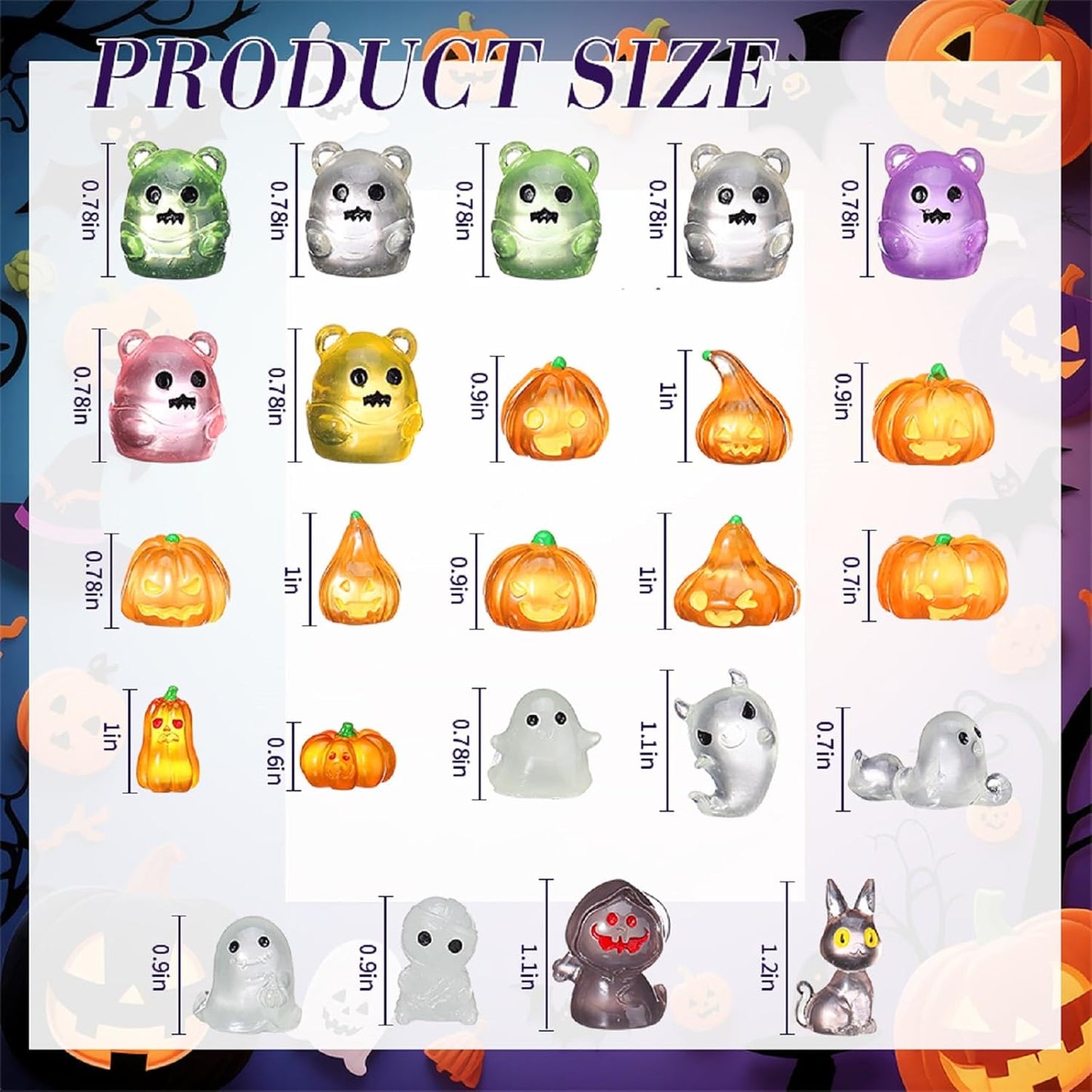 58 Pcs Luminous Mini Figures Glow in Dark Tiny Resin Figures Set Fairy House Diorama Accessories Ornament for Garden Dollhouse Craft DIY