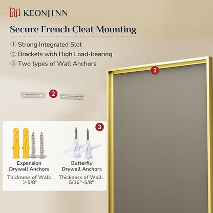 Keonjinn 48" x 24" Gold Bathroom Vanity Mirror, Brushed Gold Wall Mirrors Full - Image 8