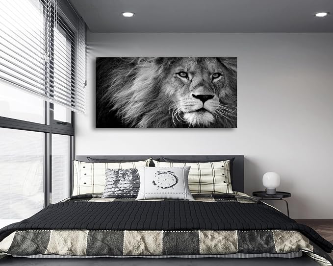 Baisuart Modern Giclee Canvas Prints Stretched Artwork Black and White Lion - Image 6