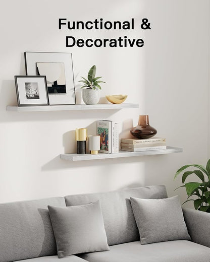 AMADA HOMEFURNISHING Floating Shelves, Paulownia Wood Wall Shelves - Image 3