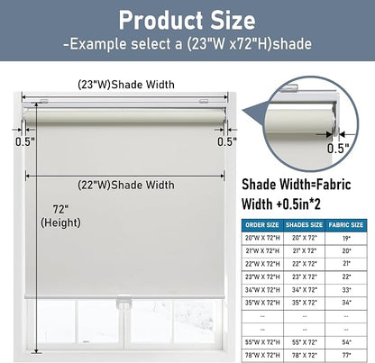 AOSKY Cordless Roller Shades Blackout Blinds - Image 3