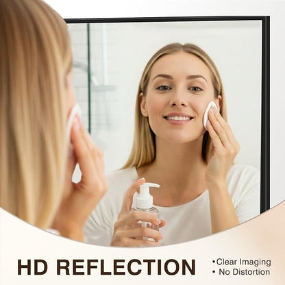 FICTOR Bathroom Vanity Mirror-Black, Shatterproof & Anti-Rust, Wall Mount - Image 4