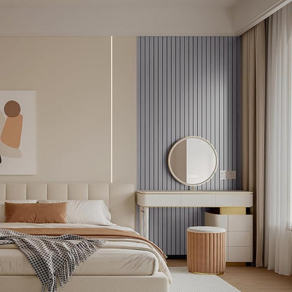 YLL YLL PVC Slat Wall Panel Peel and Stick 236"x 15.7" Faux Grey Wood Grain - Image 5