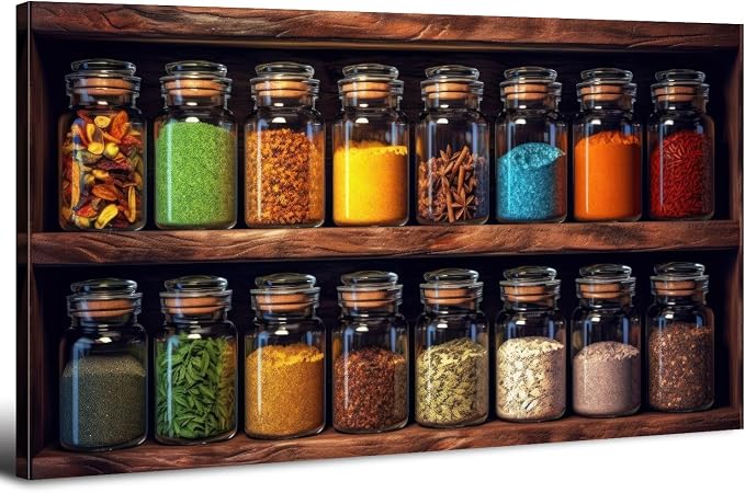 Colorful Kitchen Wall Art Mason Jar Spices Pictures Dining Room Wall Decor by HOME