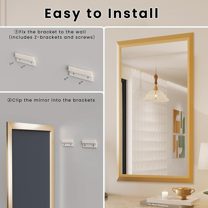 Amorho 50x36 Inch Bathroom Mirror, Wall-Mounted Mirrors Perfect - Image 7