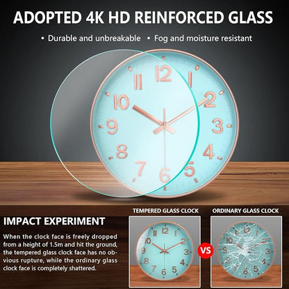Wall Clock, 8 Inch Wall Clocks Battery Operated, Round Modern Non Ticking - Image 5