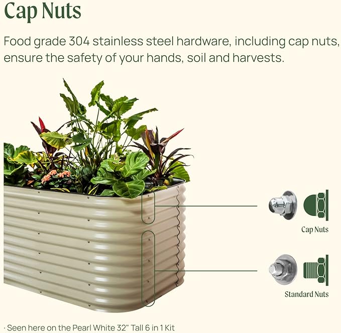 Vego garden 32" Extra Tall Raised Garden Bed Kits, 6 in 1 Modular Raised Planter Box for Vegetables Flowers Fruits Oval Metal Raised Garden, Sky Blue