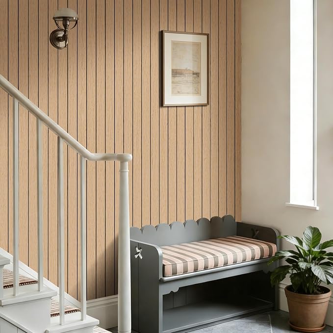 Arthome Peel and Stick Slat Wall Panels 15.7 "x400, Self-Adhesive PVC Wood - Image 2