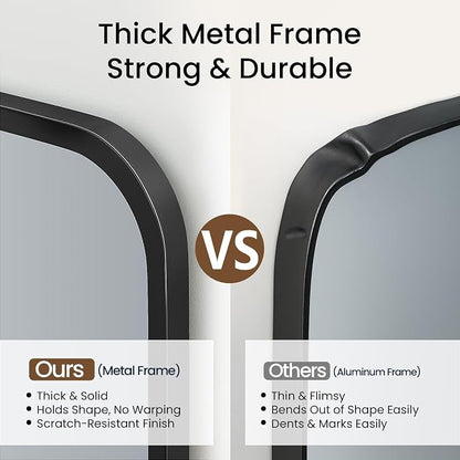 30x48 Inch Oversized Matte Black Bathroom Vanity Mirrors | Flush Mount Deep Set - Image 3