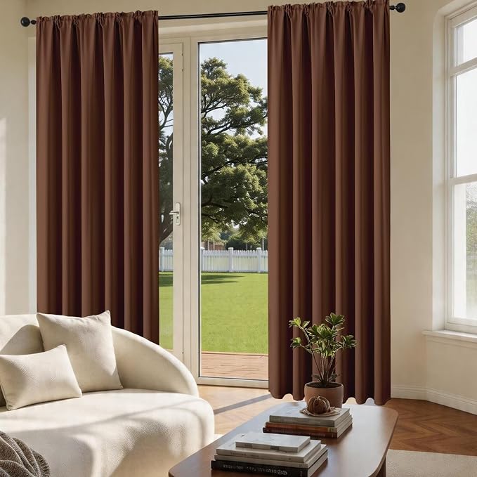 CUCRAF Brown Blackout Curtains 72 inch Length 2 Panels Set, Rod Pocket Room - Image 4