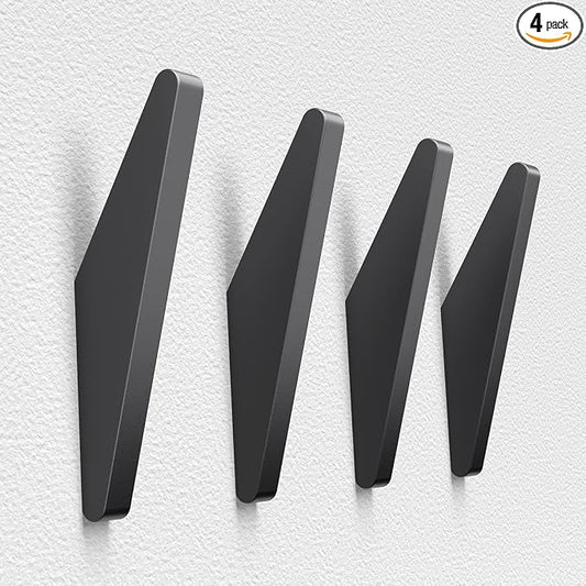 COCOYA 4Pack Metal Wall Hooks, Minimalist Coat Hooks Matte Black Simple Modern by COCOYA