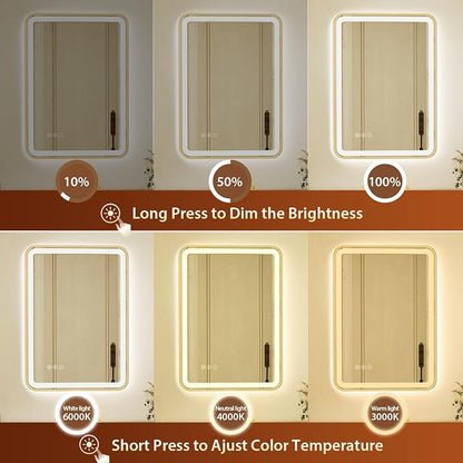 20x28 Inch Gold Framed LED Bathroom Mirror - Image 3