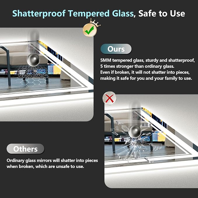 24x32 LED Bathroom Mirror with Lights, Backlit and Front Lit Anti-Fog Lighted - Image 7