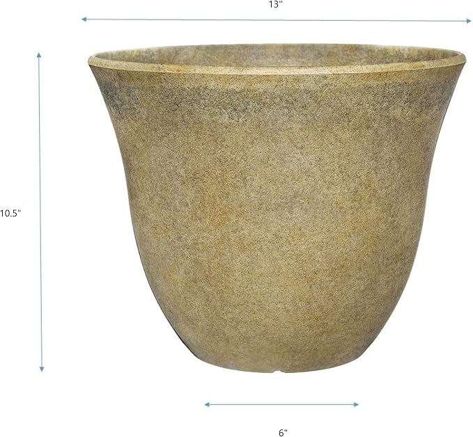 Classic Home and Garden Honeysuckle Planter, Patio Pot, 13" Fossil Stone (One Pack)